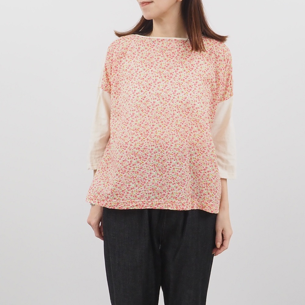 NARU(ナル) リバティミラクルウェーブ(Day's Eye)×ムラ糸 ミナミシャツ7分袖 661857