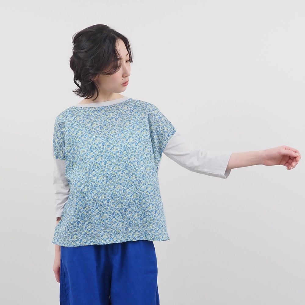 NARU(ナル) リバティミラクルウェーブ(Day's Eye)×ムラ糸 ミナミシャツ7分袖 661857