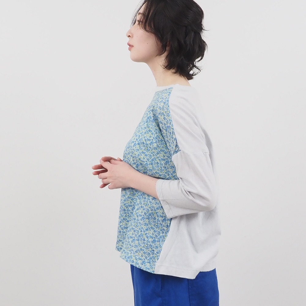 NARU(ナル) リバティミラクルウェーブ(Day's Eye)×ムラ糸 ミナミシャツ7分袖 661857