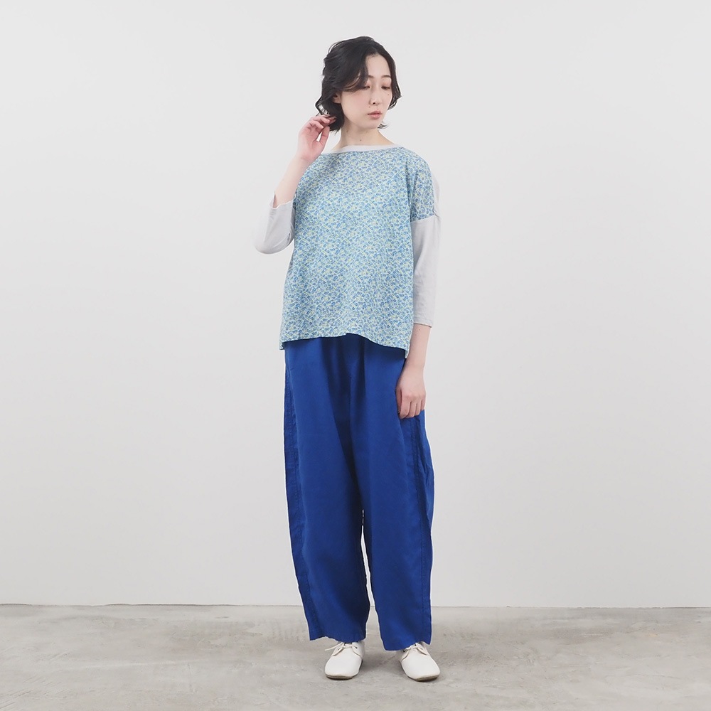 NARU(ナル) リバティミラクルウェーブ(Day's Eye)×ムラ糸 ミナミシャツ7分袖 661857