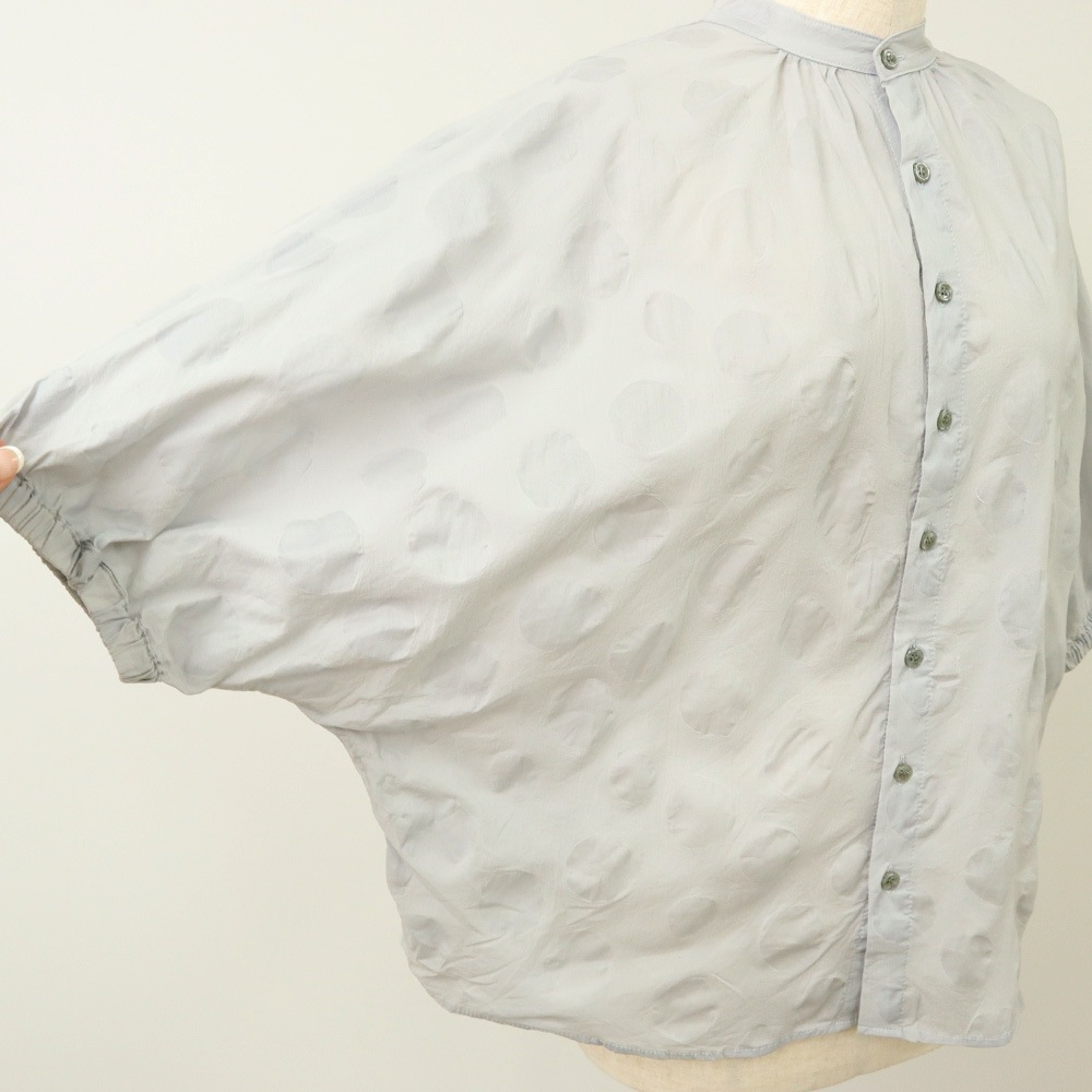 NARU(ナル) ローン塩縮ランダムドット ターキーシャツスタンドカラー 662825