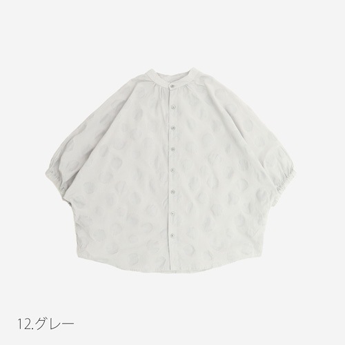 NARU(ナル) ローン塩縮ランダムドット ターキーシャツスタンドカラー 662825