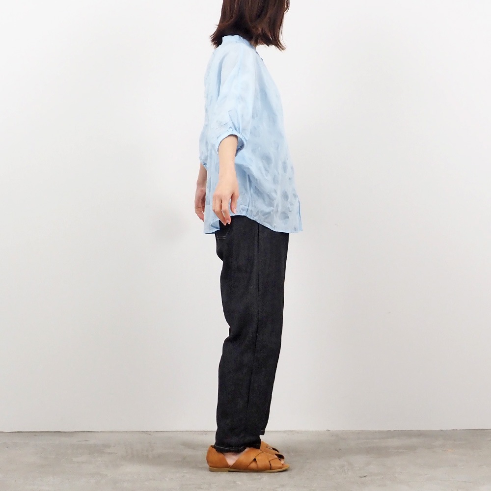 NARU(ナル) ローン塩縮ランダムドット ターキーシャツスタンドカラー 662825