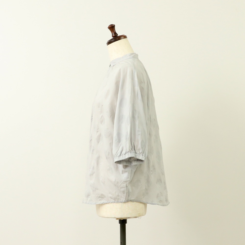 NARU(ナル) ローン塩縮ランダムドット ターキーシャツスタンドカラー 662825