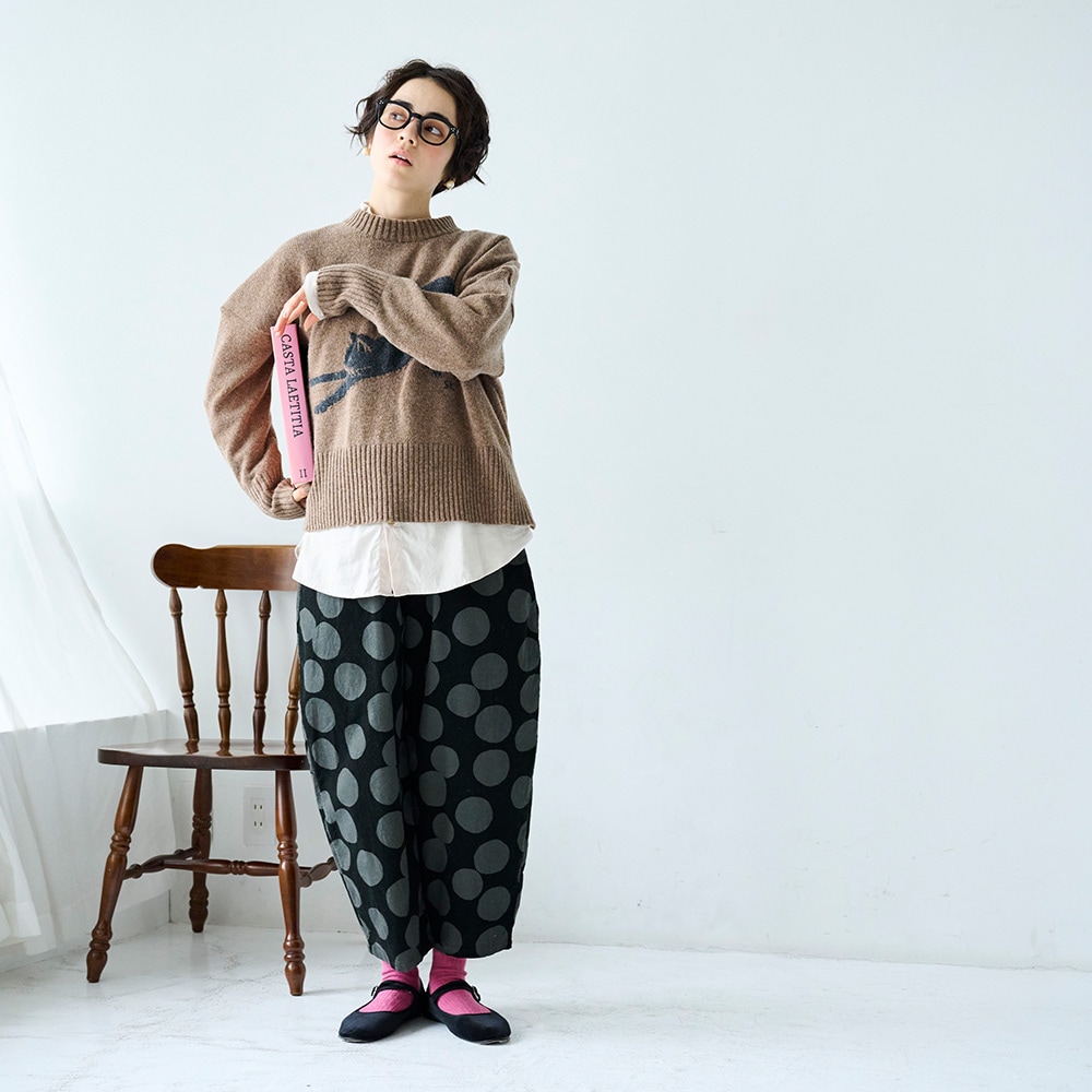 WEB限定!NARU(ナル) 21Wコール天ランダムドット エッグパンツ 6658801