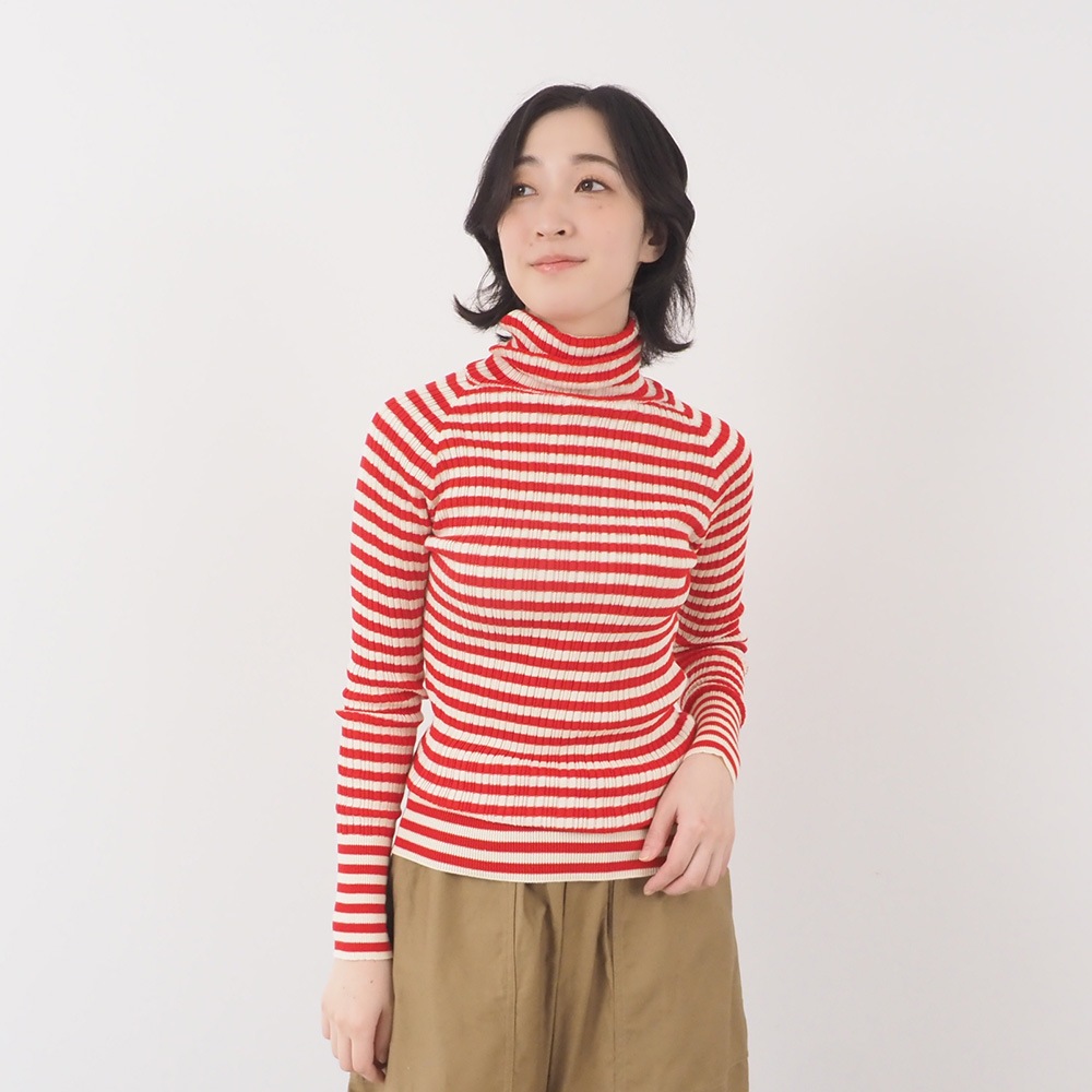 NARU(ナル) 綿コーマ　ランダムリブBDタートルネックセーター 650703