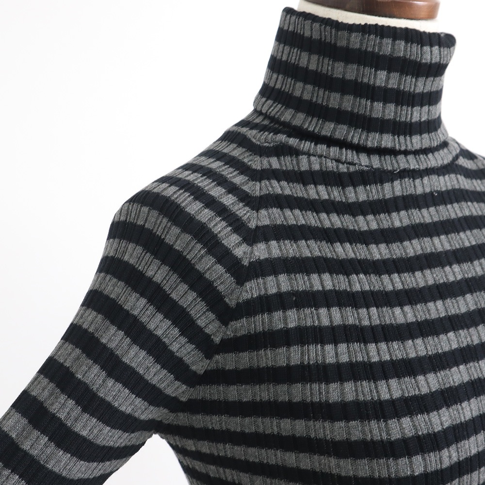 NARU(ナル) 綿コーマ　ランダムリブBDタートルネックセーター 650703