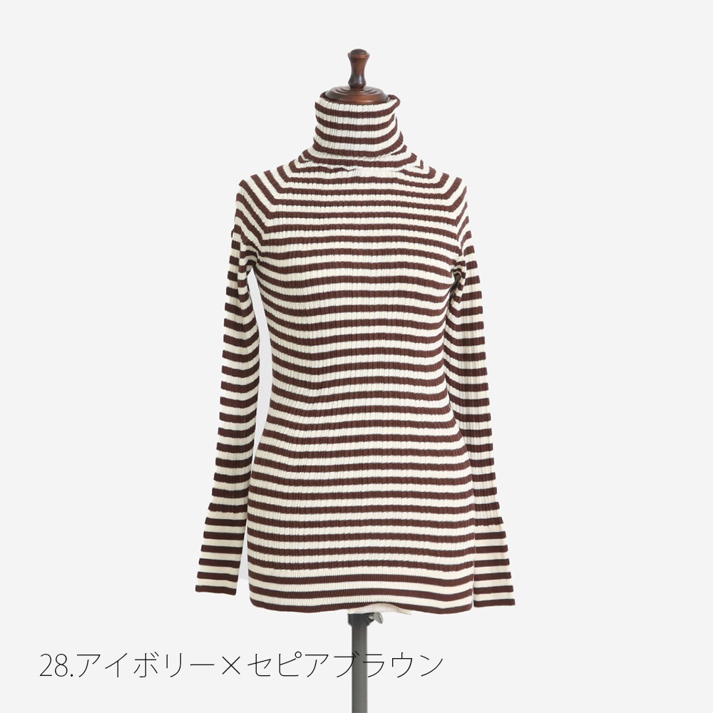 NARU(ナル) 綿コーマ　ランダムリブBDタートルネックセーター 650703