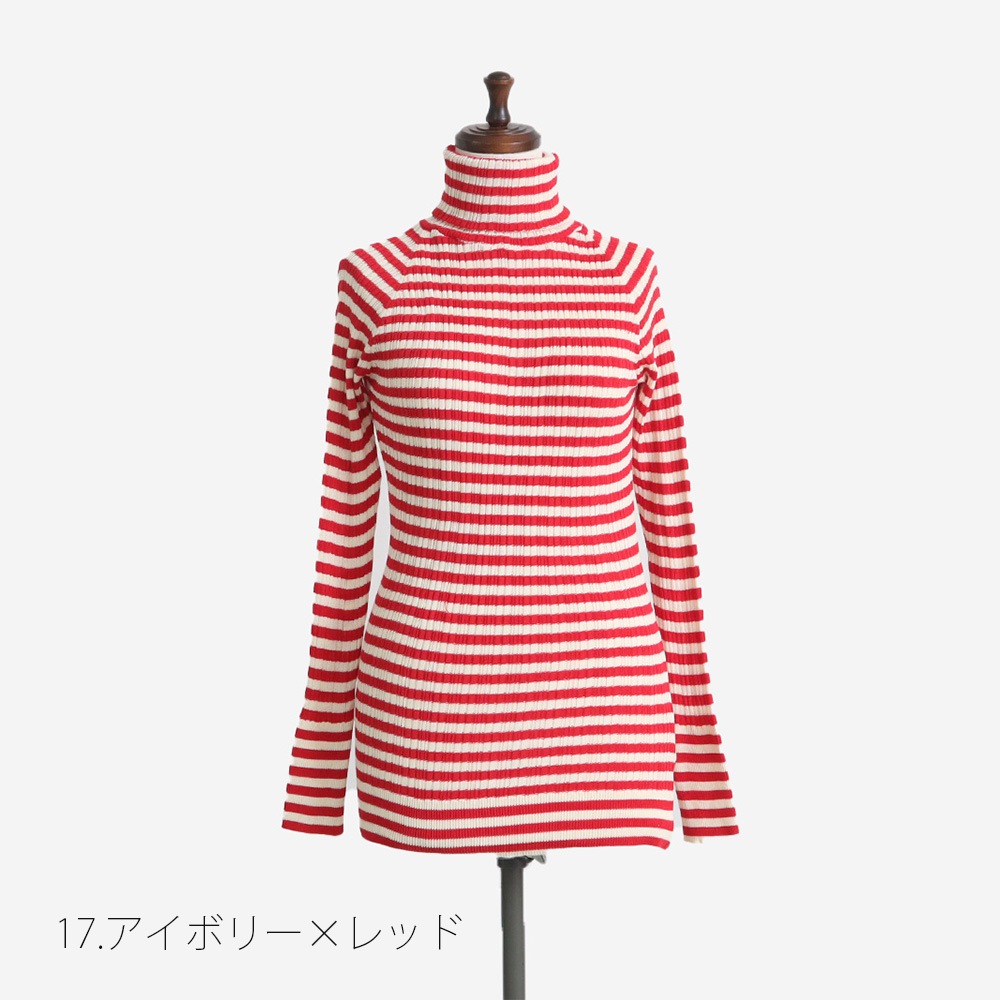 NARU(ナル) 綿コーマ　ランダムリブBDタートルネックセーター 650703