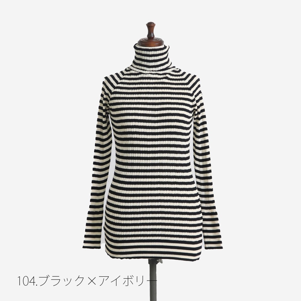 NARU(ナル) 綿コーマ　ランダムリブBDタートルネックセーター 650703