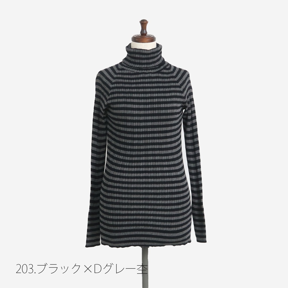 NARU(ナル) 綿コーマ　ランダムリブBDタートルネックセーター 650703