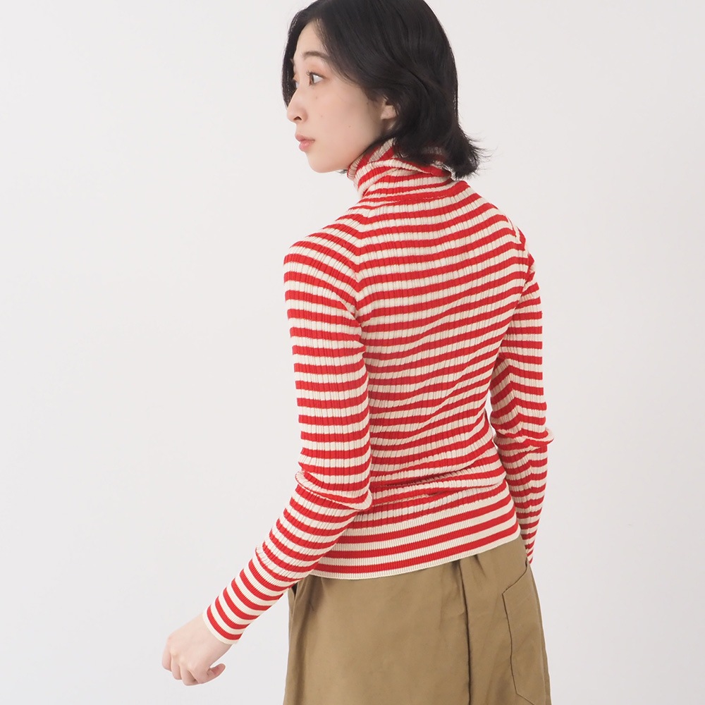 NARU(ナル) 綿コーマ　ランダムリブBDタートルネックセーター 650703