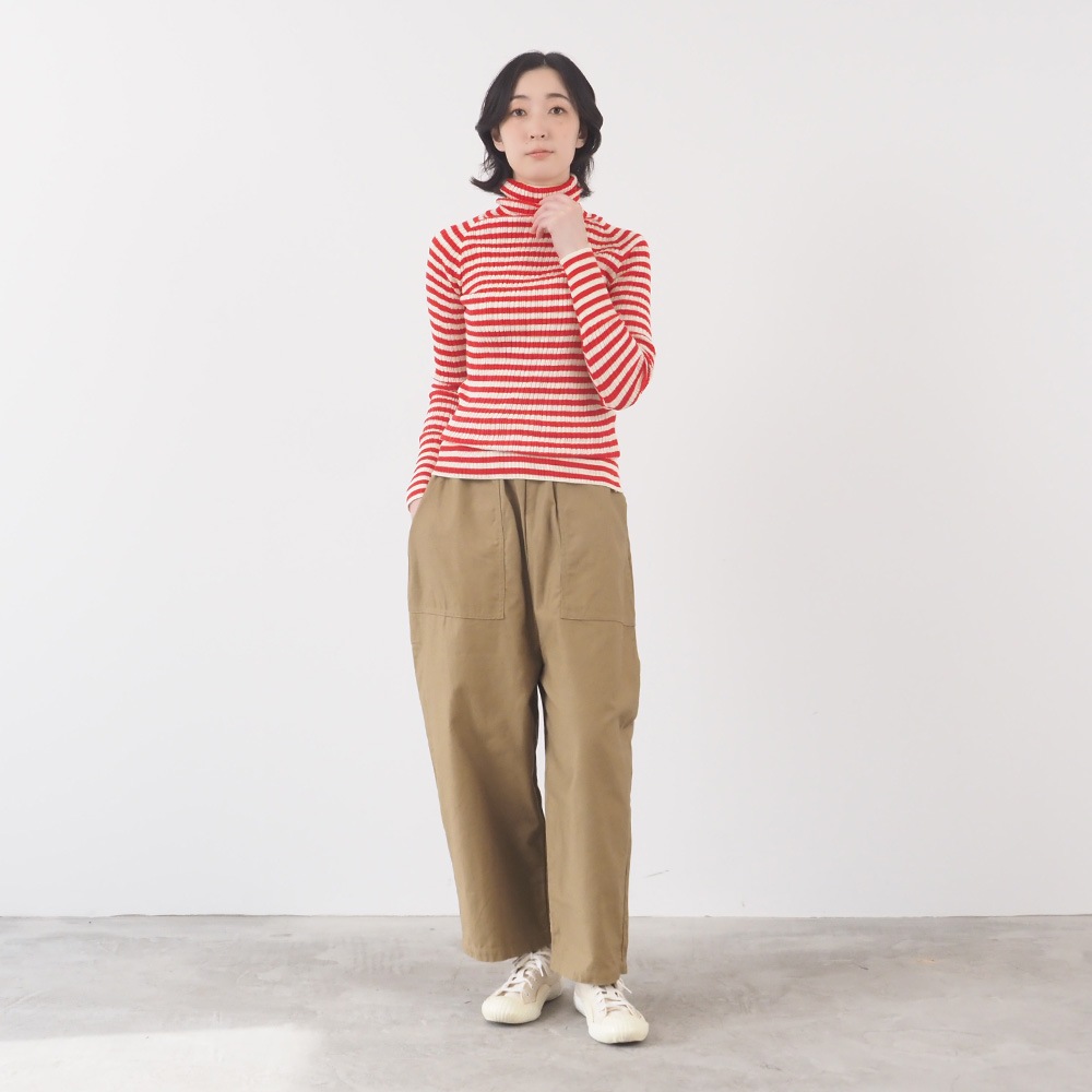 NARU(ナル) 綿コーマ　ランダムリブBDタートルネックセーター 650703