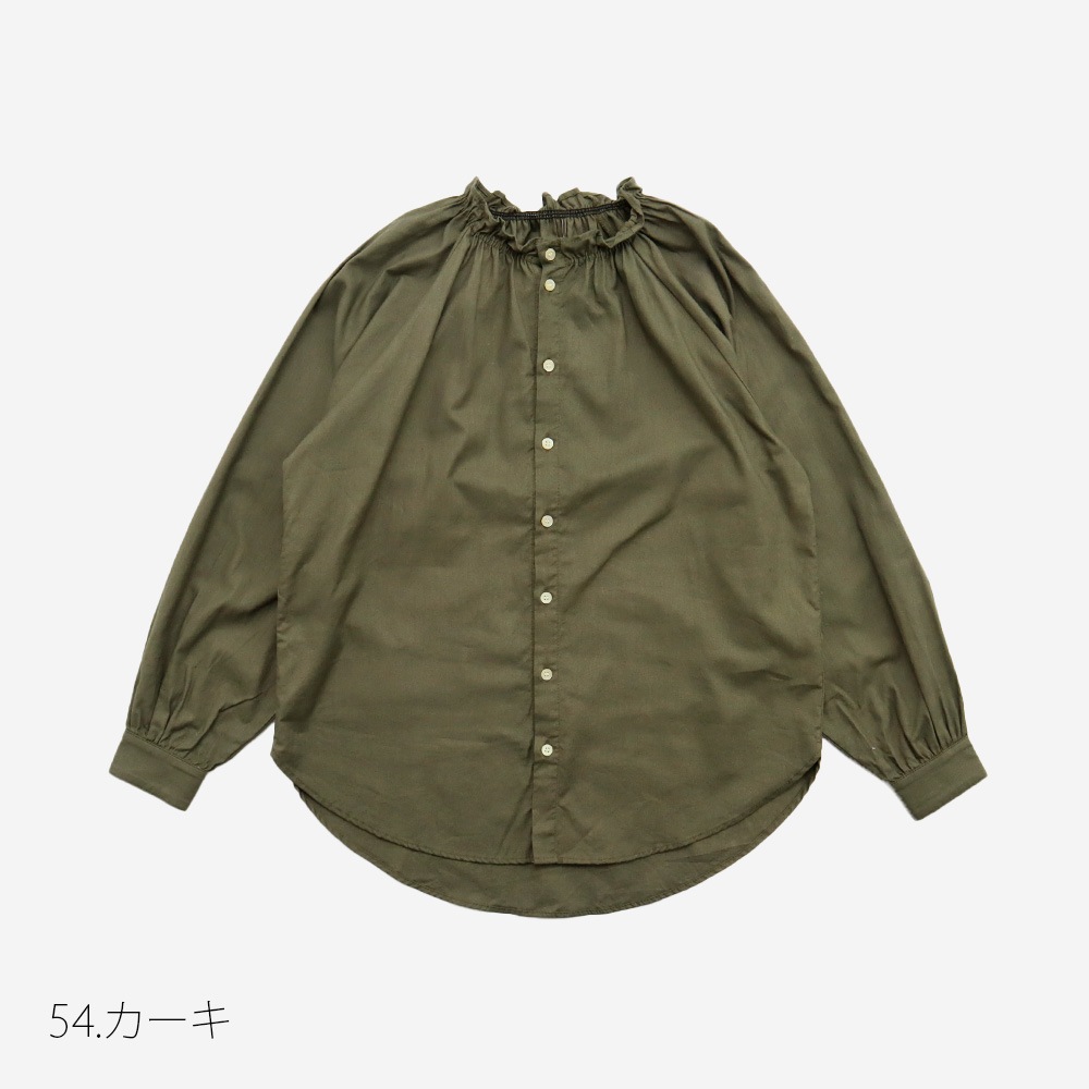 NARU(ナル) 30ビエラワッシャー フリルネックシャツ 665856