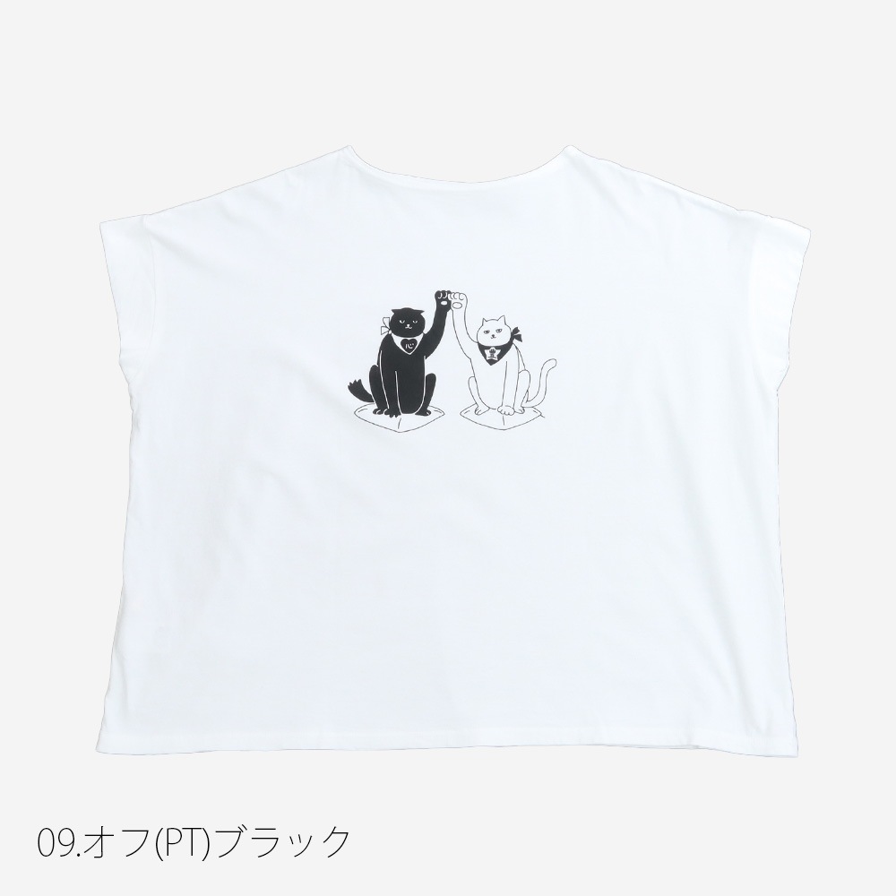 NARU(ナル) ナチュラルソフト天竺 まねき猫PTコンフィーシャツ 671017