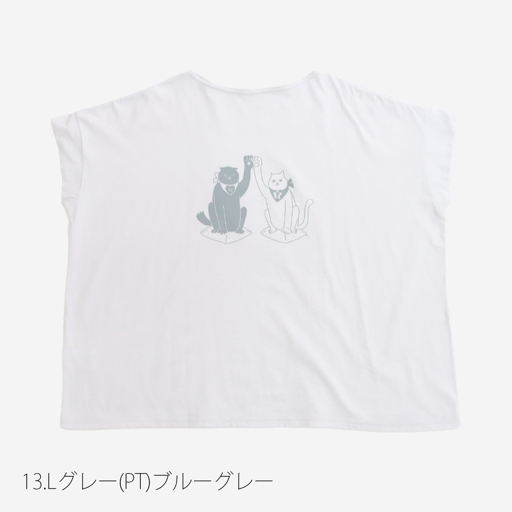 NARU(ナル) ナチュラルソフト天竺 まねき猫PTコンフィーシャツ 671017