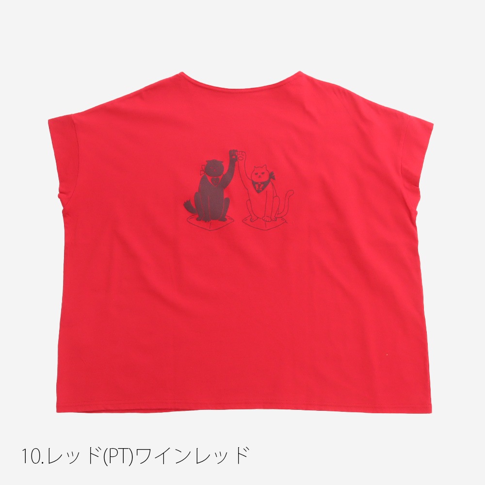 NARU(ナル) ナチュラルソフト天竺 まねき猫PTコンフィーシャツ 671017