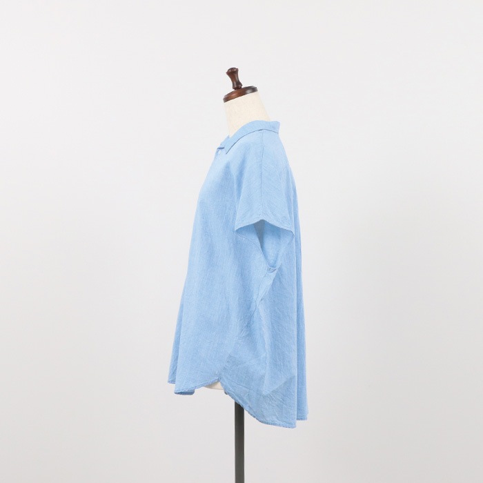 NARU(ナル) 綿麻ムラ糸シャンブレー オープンカラーシャツ 655870