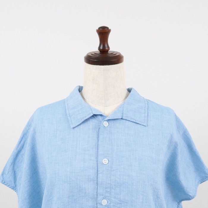 NARU(ナル) 綿麻ムラ糸シャンブレー オープンカラーシャツ 655870