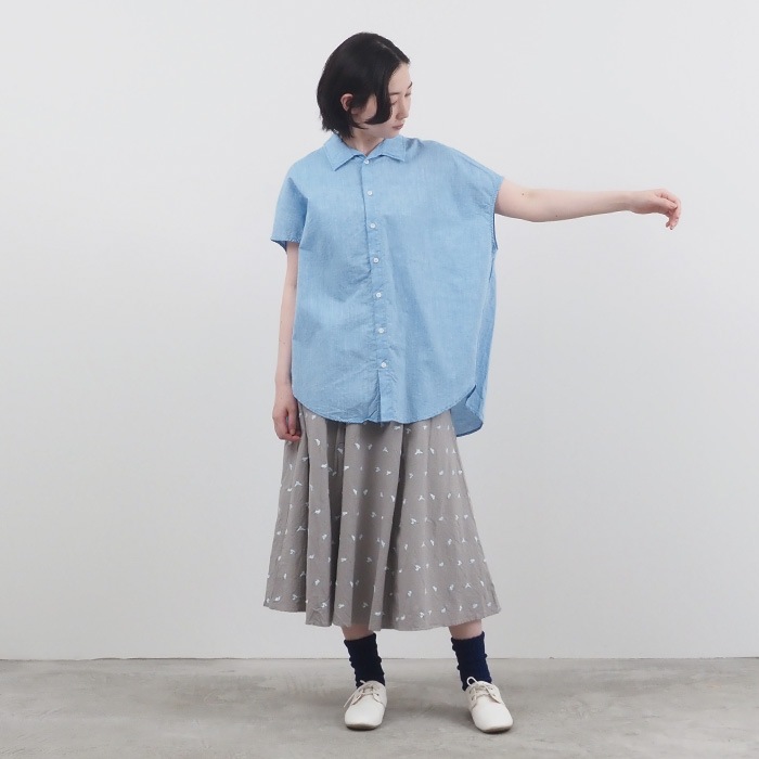 NARU(ナル) 綿麻ムラ糸シャンブレー オープンカラーシャツ 655870