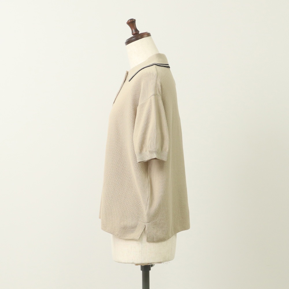 NARU(ナル) スノーコットン ラインポロ衿ニット 661710