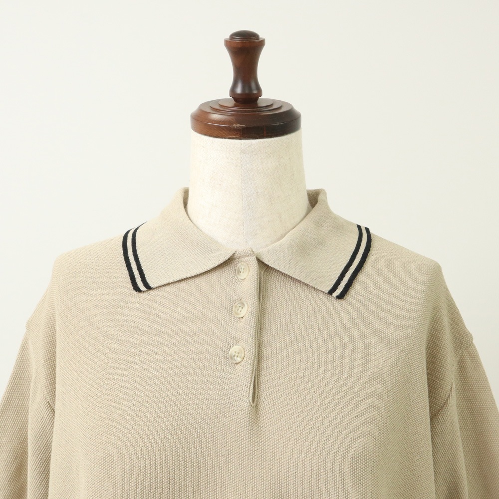 NARU(ナル) スノーコットン ラインポロ衿ニット 661710