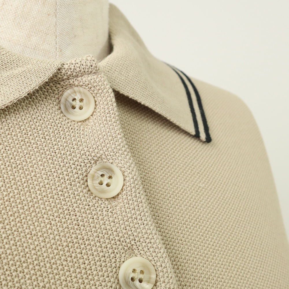 NARU(ナル) スノーコットン ラインポロ衿ニット 661710