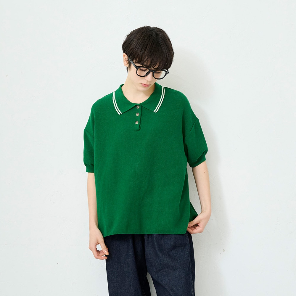 NARU(ナル) スノーコットン ラインポロ衿ニット 661710 | トップス