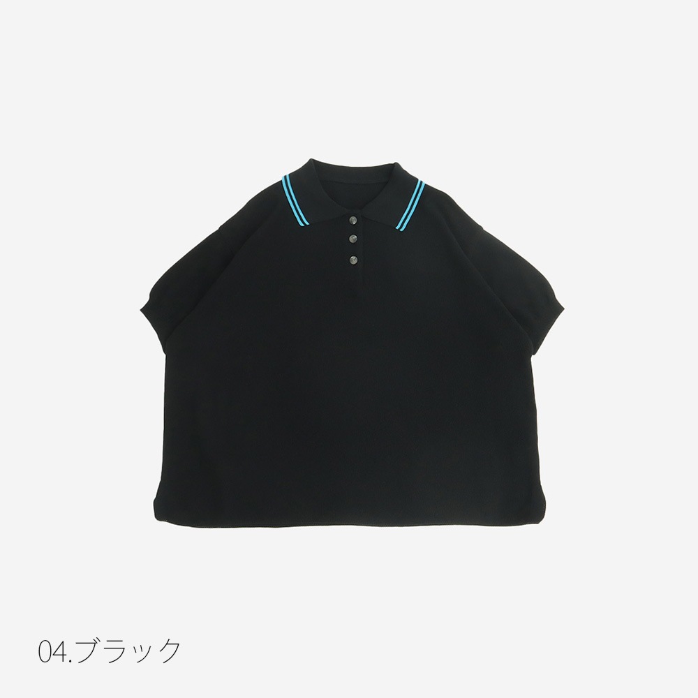 NARU(ナル) スノーコットン ラインポロ衿ニット 661710