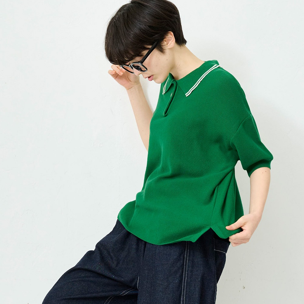 NARU(ナル) スノーコットン ラインポロ衿ニット 661710 | TOPS,ニット