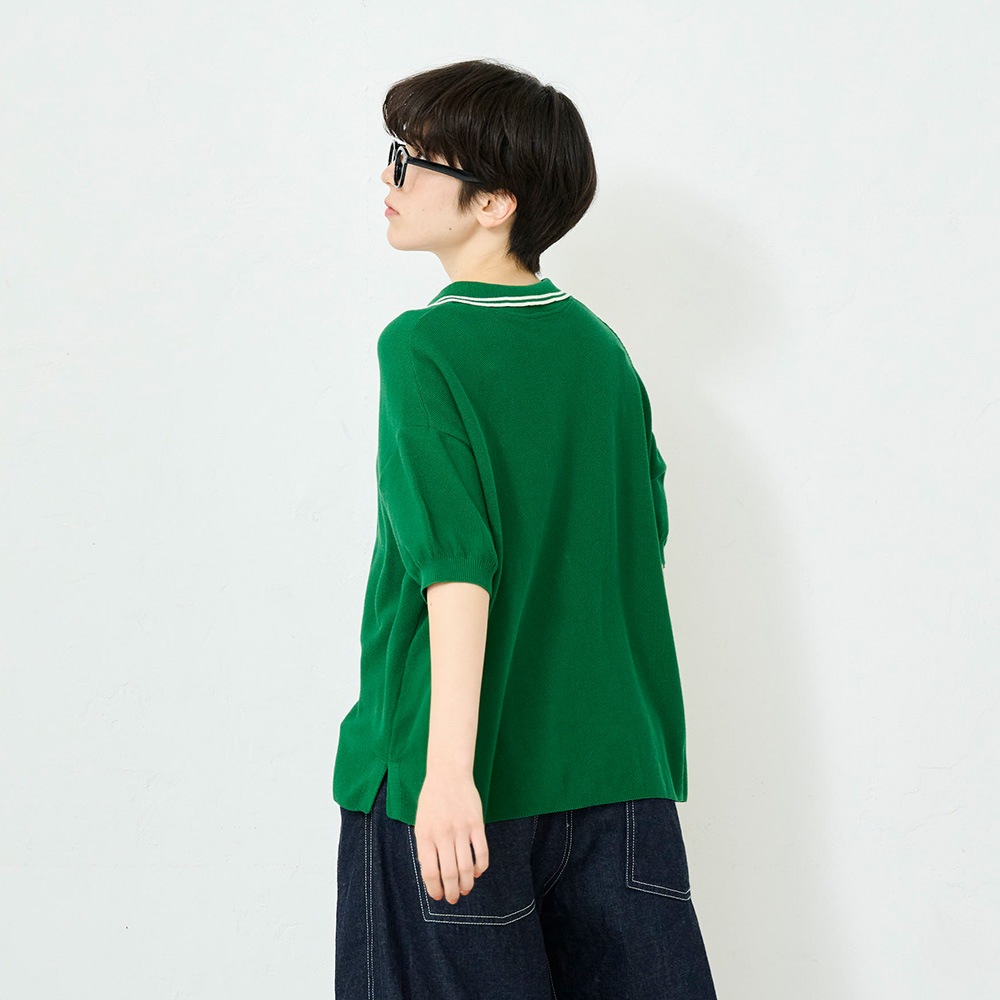 NARU(ナル) スノーコットン ラインポロ衿ニット 661710