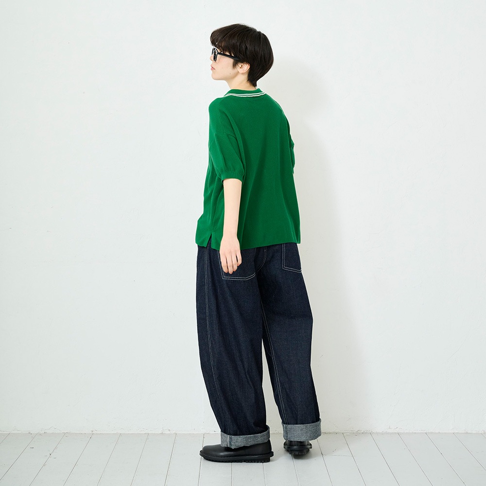 NARU(ナル) スノーコットン ラインポロ衿ニット 661710