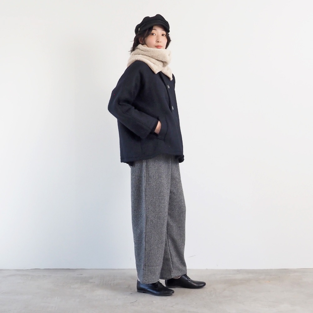 NARU(ナル) ヘリンボーンネップツイード ワイドスラックス 6699011