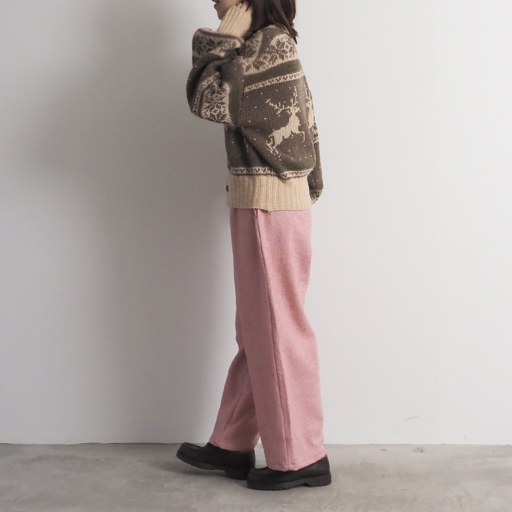 NARU(ナル) ヘリンボーンネップツイード ワイドスラックス 6699011