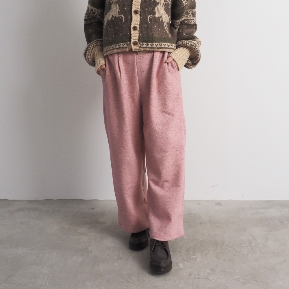 NARU(ナル) ヘリンボーンネップツイード ワイドスラックス 6699011