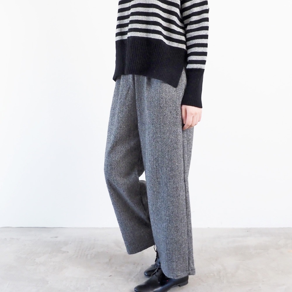 NARU(ナル) ヘリンボーンネップツイード ワイドスラックス 6699011