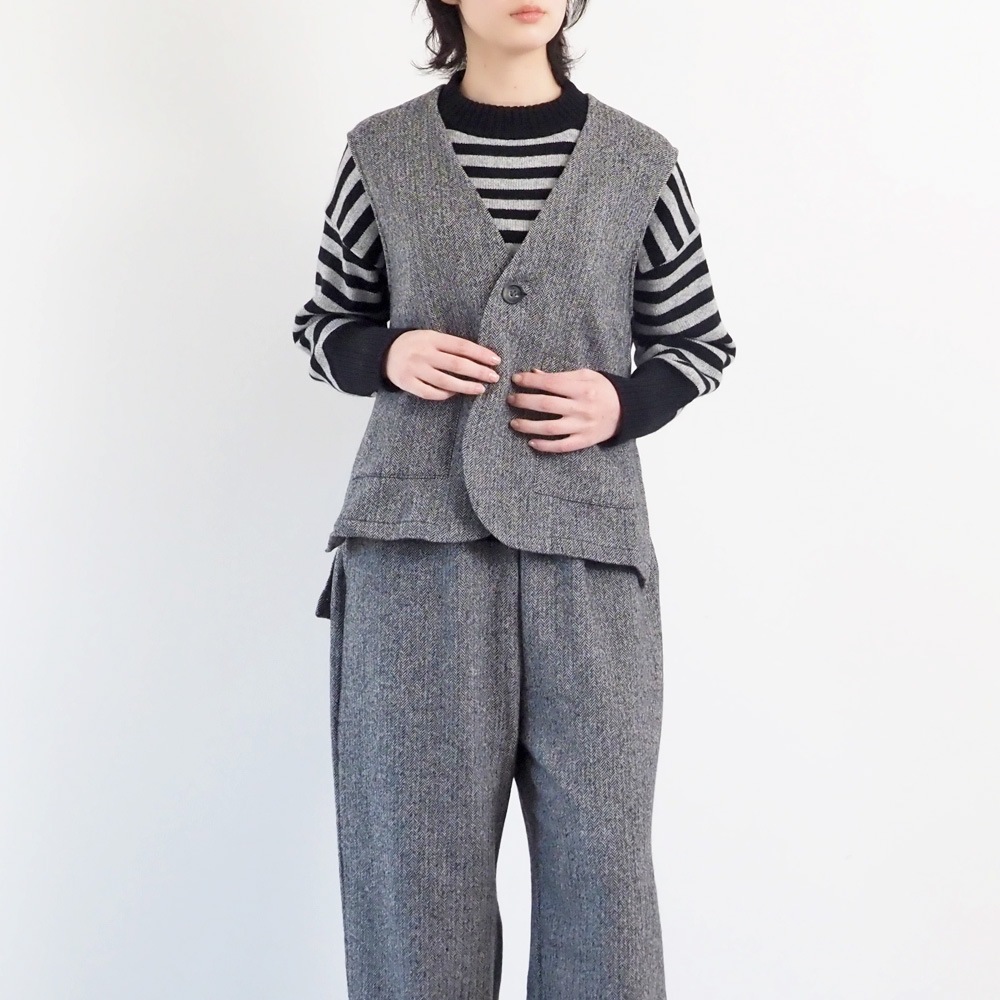 NARU(ナル) ヘリンボーンネップツイード ワイドスラックス 6699011