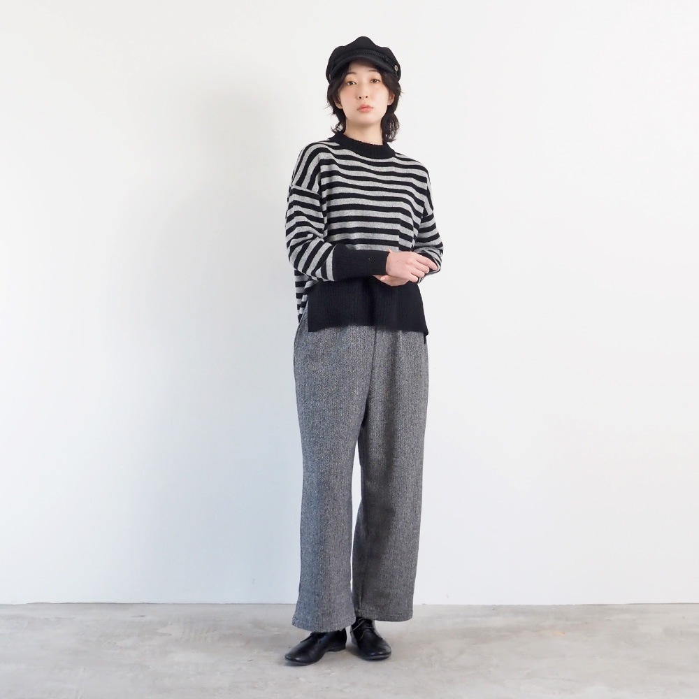 NARU(ナル) ヘリンボーンネップツイード ワイドスラックス 6699011