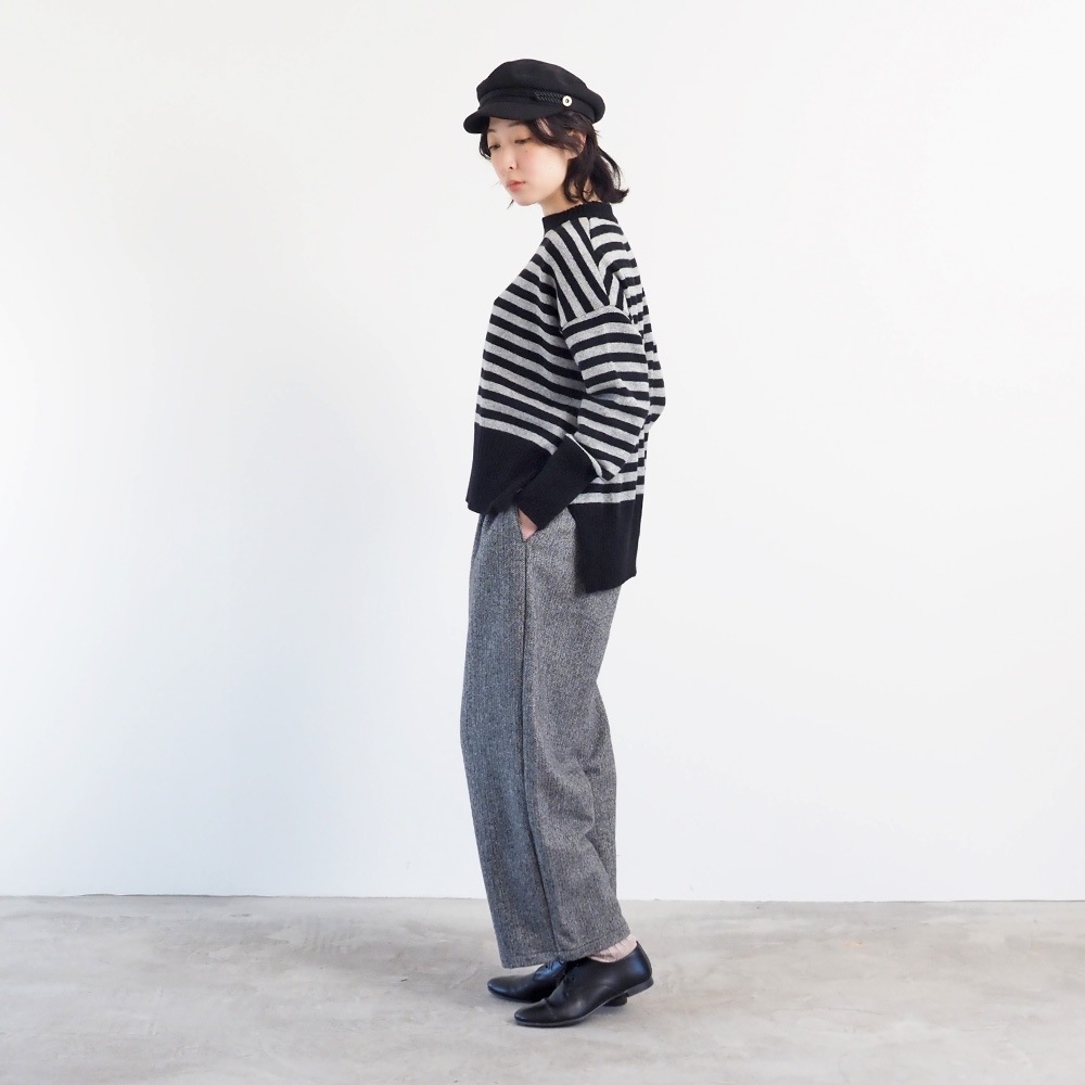 NARU(ナル) ヘリンボーンネップツイード ワイドスラックス 6699011