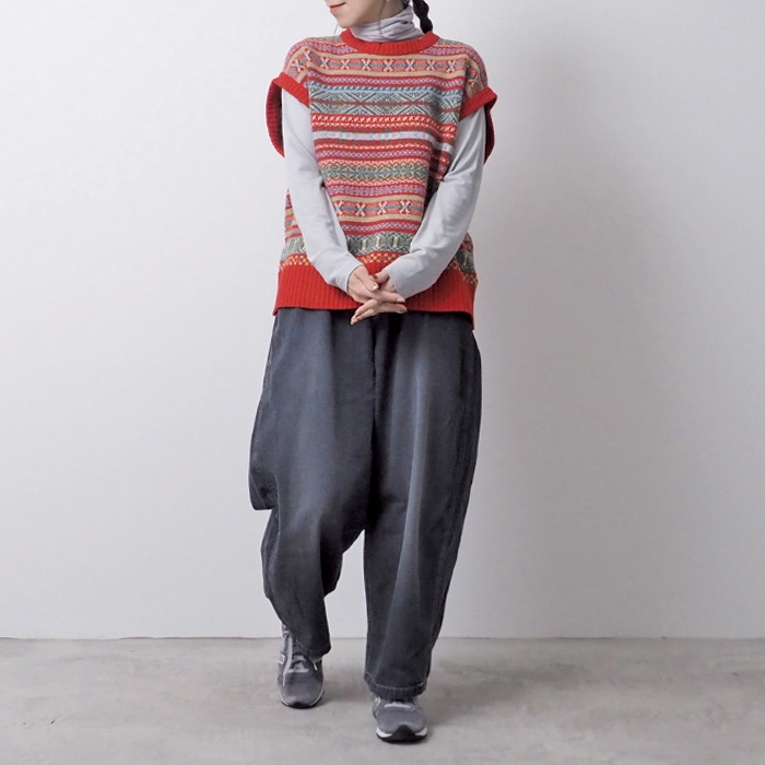 NARU(ナル) リシェス フェアアイル柄 ニットベスト 652710