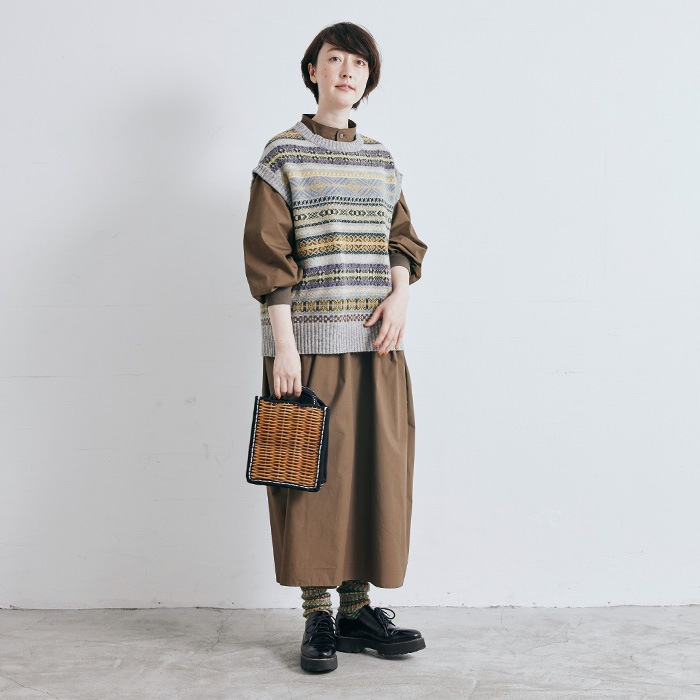 NARU(ナル) リシェス フェアアイル柄 ニットベスト 652710