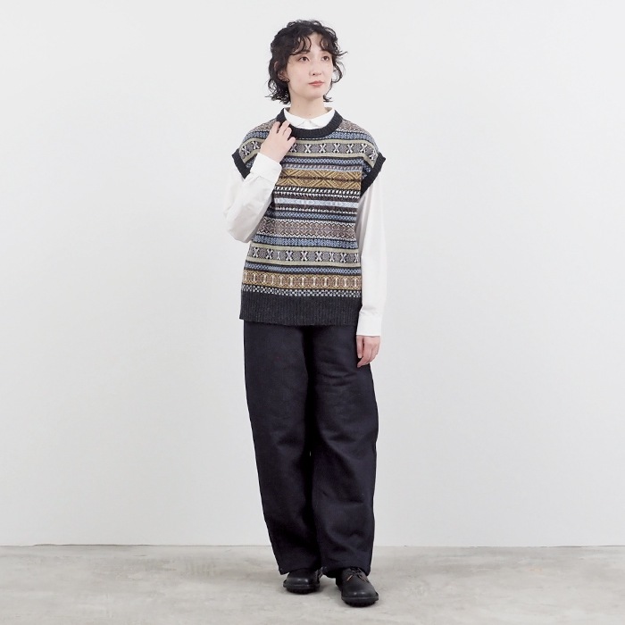 NARU(ナル) リシェス フェアアイル柄 ニットベスト 652710