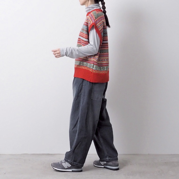 NARU(ナル) リシェス フェアアイル柄 ニットベスト 652710