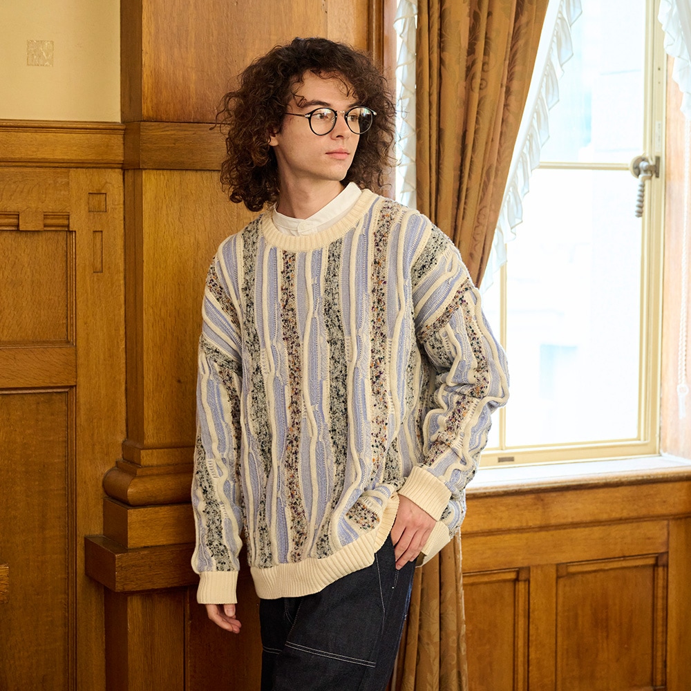 NARU(ナル) マーブルウェーブ クルーネックニット 666600