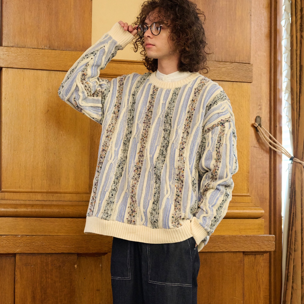 NARU(ナル) マーブルウェーブ クルーネックニット 666600