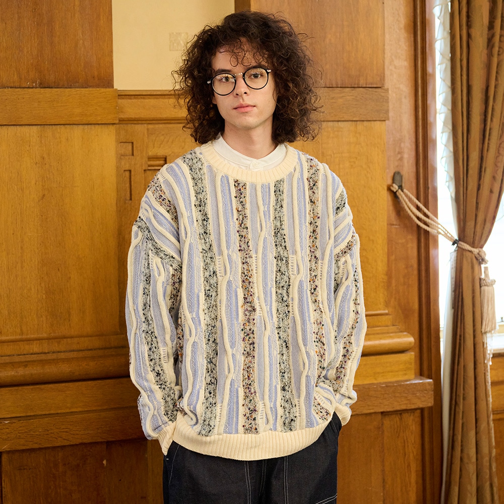 NARU(ナル) マーブルウェーブ クルーネックニット 666600