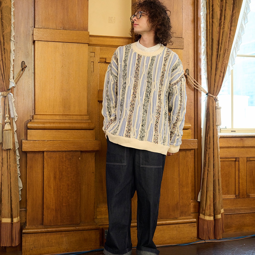 NARU(ナル) マーブルウェーブ クルーネックニット 666600