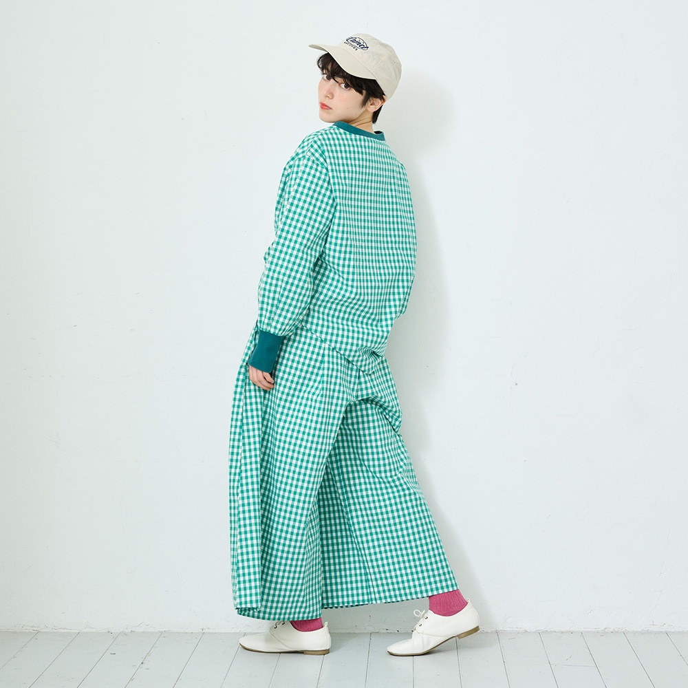 NARU(ナル) 綿麻タイプライターチェック&ストライプ スカートパンツ 661911