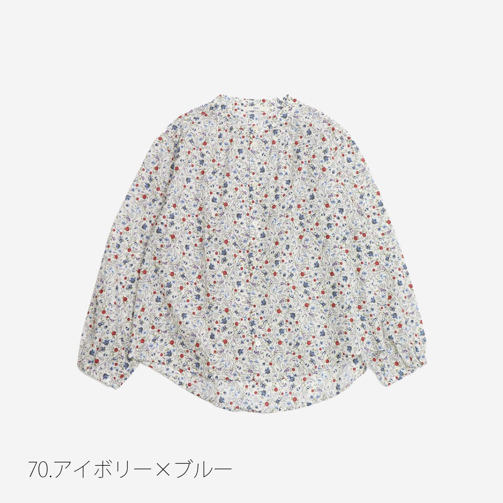 NARU(ナル) 木の実柄ローン ギャザーシャツ 665836