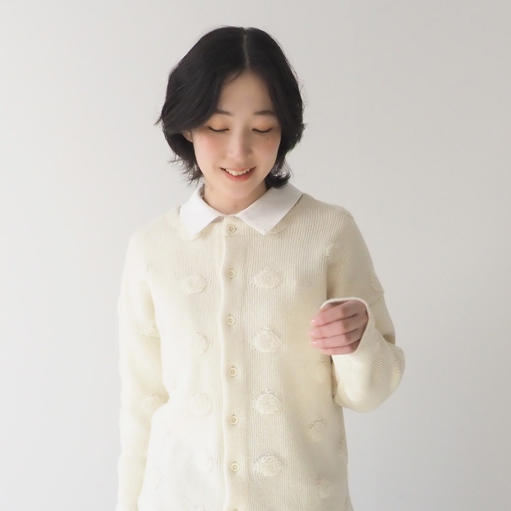 NARU(ナル) タスマニアラム パイルドットニットカーデ 666610